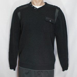 Point Zero Sweater  Men’s  Striped V-Neck Long-Sleeve Sweater Black   Size M